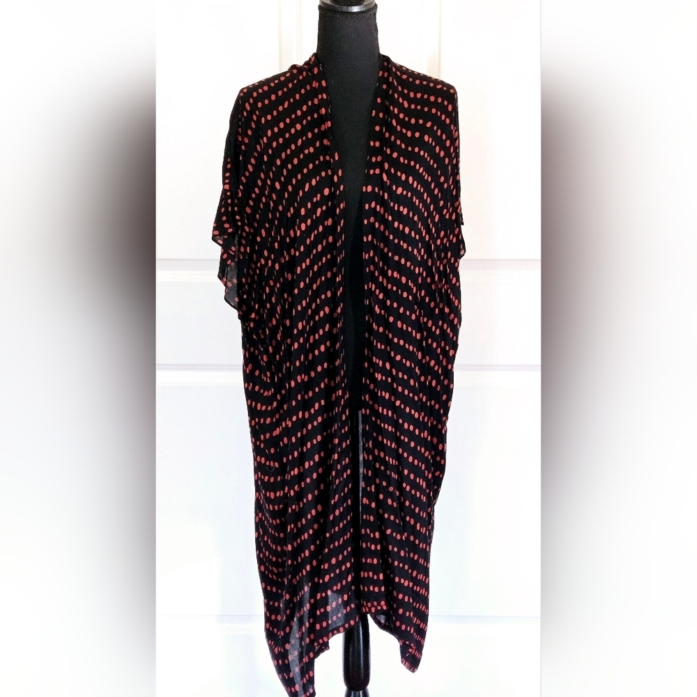 LOFT NWT Orange and Navy Polka Dot Kimono Sz Xs / Sm
